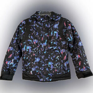 Pulse Blue Camo Snowboard Jacket Ski Parka Coat Youth Vented Hood Large (16/18)